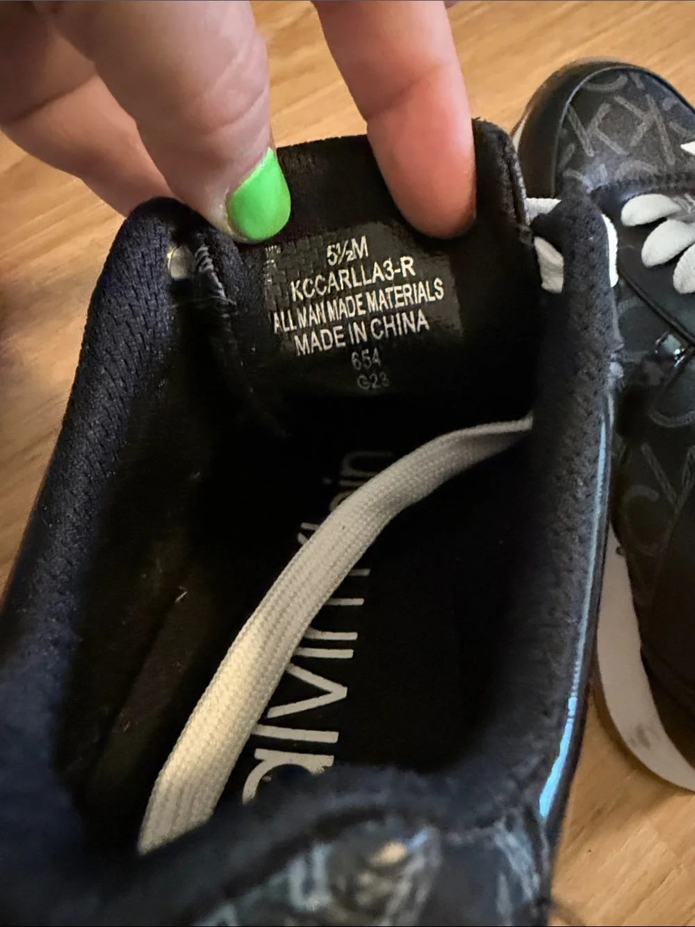 Calvin Klein Black Logo Womens' Lace-Up Sneakers with White Laces
